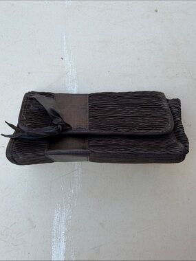 Vintage Trucco Elegant Black Pleated Clutch Wristlet with Tie Accent